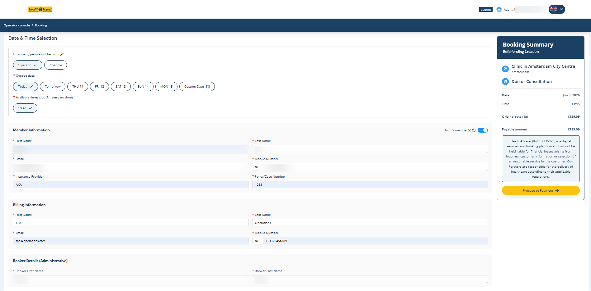 Complete the booking workflow
